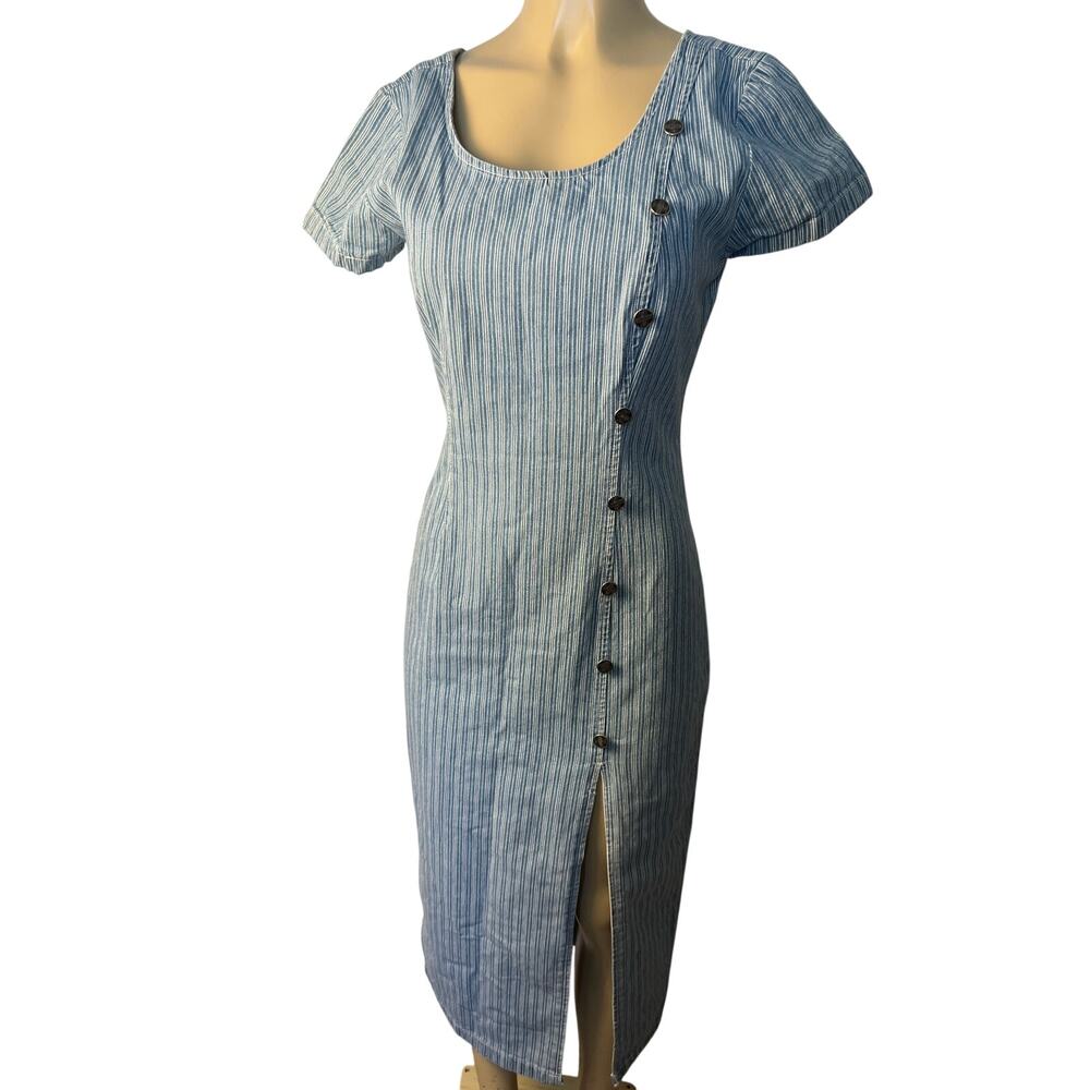 Switch Striped Denim Dress with slit Size 9